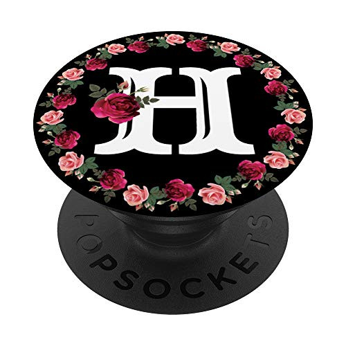 Initial Letter H monogram Floral PopSockets Grip and Stand for Phones and Tablets