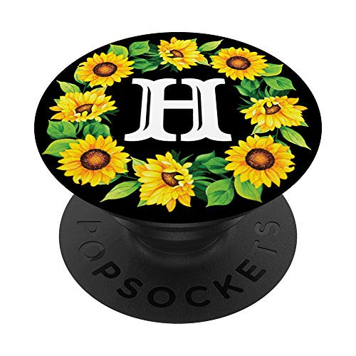 Letter H initial Monogram Floral phone stand PopSockets Grip and Stand for Phones and Tablets