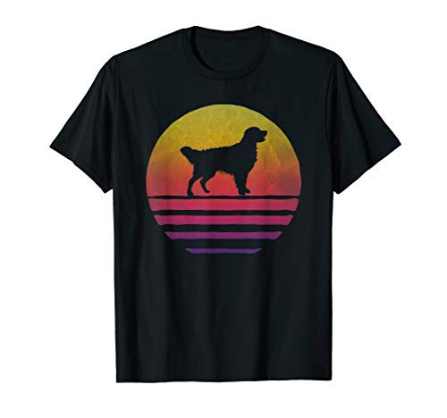 Retro Vintage Sunset Golden Retriever Dog Breed Silhouette T-Shirt
