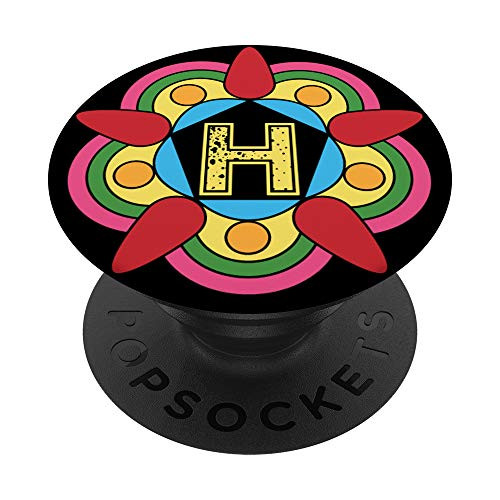 Initial Letter H monogram Mandala PopSockets Grip and Stand for Phones and Tablets