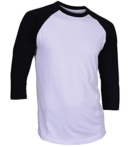 Dream USA Mens Casual 34 Sleeve Baseball Tshirt Raglan Jersey Shirt WhiteBlack Medium