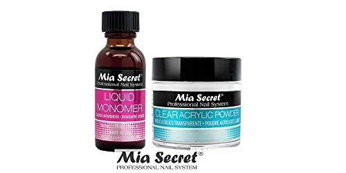 Mia Secret Acrylic Nail Powder Clear  Liquid Monomer 1 oz Set - USA