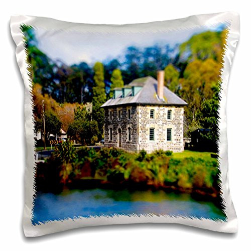 3dRose pc-45379-1 Historic Building in New Zealand on The Water Front Edited in Tilt Shift and Made to Look Miniature-Pillow Case 16 by 16