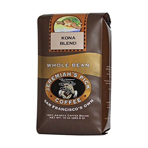 Jeremiah's Pick Coffee Kona Blend, Light Roast Whole Bean Coffee, 10 Ounce Bag