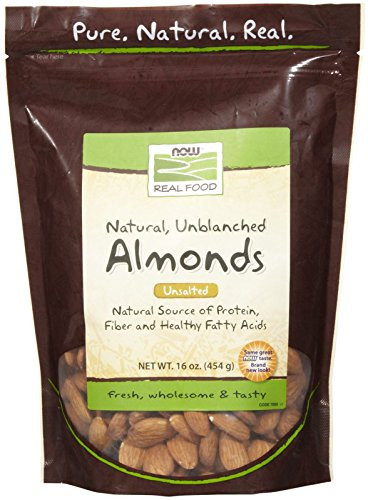 NOW Foods Almonds Raw and Unsalted Source of Protein Grown in the USA 16-Ounce