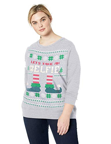 JUST MY SIZE Womens Plus Size Ugly Christmas Sweatshirt Light Steel 28