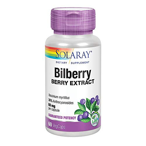 Solaray Bilberry Berry Extract 60 mg  Powerful Antioxidant  Healthy Vision   Circulation Support  60 VegCaps