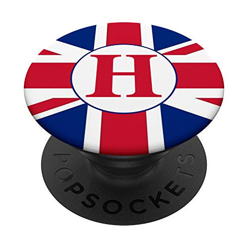 Union Jack Flag Letter Initial H Monogram Great Britain UK PopSockets Grip and Stand for Phones and Tablets