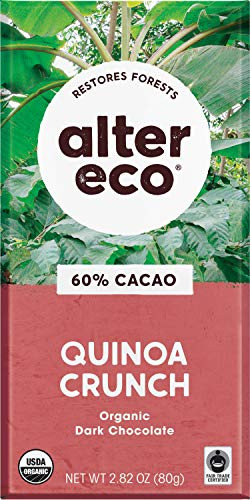 Alter Eco  Chocolate Bars  Pure Dark Cocoa Fair Trade Organic Non-GMO Gluten Free 12-Pack Dark Quinoa Crunch
