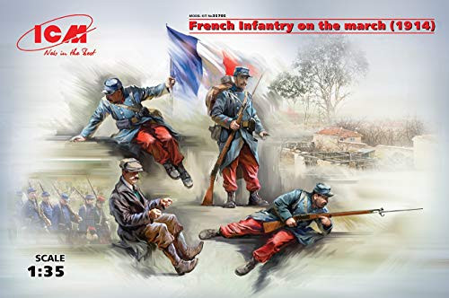 ICM 135 Scale French Infantry on The March 1914 4 Figures - Plastic Model Building Kit  35705