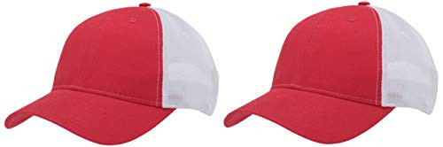 Marky G Apparel Old School Baseball Cap with Technical Mesh 2 Pack RedWhite OS
