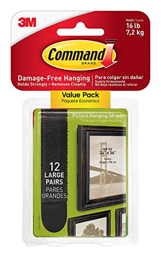 Command Large Picture-Hanging Strips Black 12-Sets
