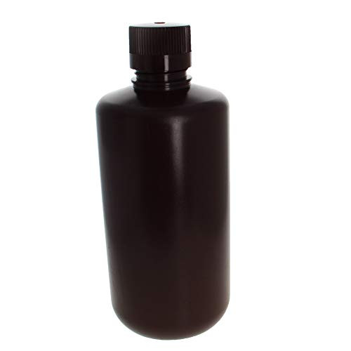 Othmro Plastic Lab Chemical Reagent Bottle 1000ml Small Mouth Sample Sealing Liquid Storage Container Brown 1pcs