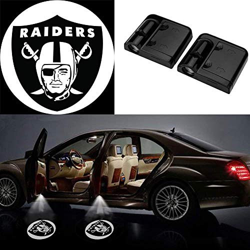 2Pcs Ghost Shadow Light Lamp Logos for Oakland Raiders Car Door Led Welcome Laser Projector Logo Light