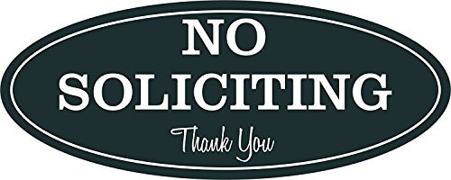 No Soliciting Sign - Laser Engraved Sign (Small - 2" x 5", Black with White Letters)