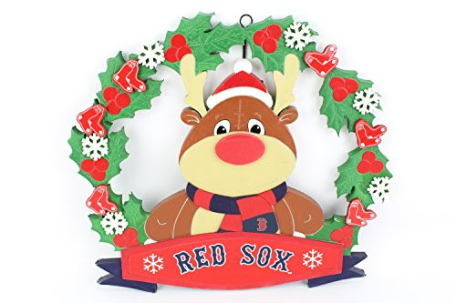 FOCO MLB Boston Red Sox 2012 Edition Door Wreath With Eva Reindeer