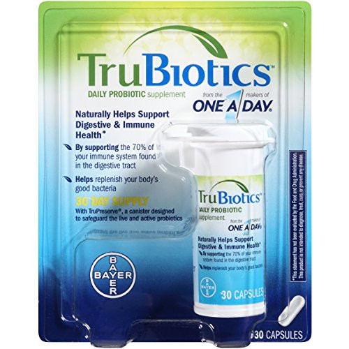 TruBiotics Daily Probiotic 30 capsules - Gluten Free Soy Free Digestive  Immune Health Support Supplement for Men and Women