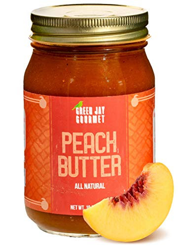 Green Jay Gourmet Peach Butter - All-Natural Gluten-Free Fruit Spread - Peach Spread with Peaches   Spices - Gourmet Fruit Butter - No Corn Syrup Preservatives or Trans-Fats - 19 Ounces
