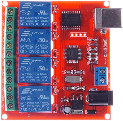 LIVISN 4-Channel 12V 10A USB Control Switch Relay Module No Driver Required Plug and Play PC Smart Controller 12V 4-Channel