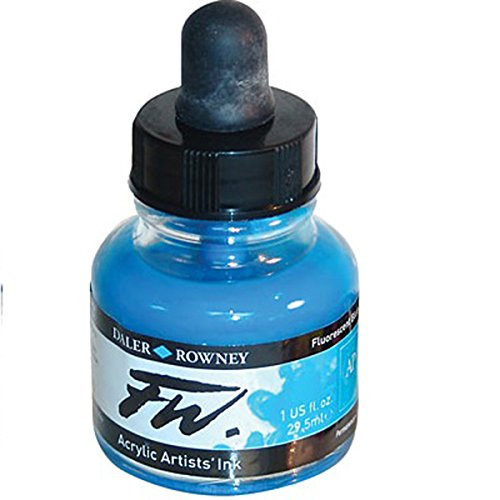 Daler Rowney FW Artists Acrylic Ink 29_5 ML Pot - Fluorescent Blue