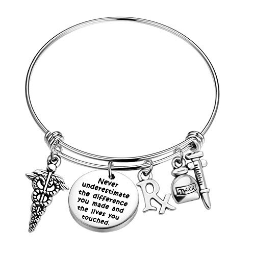 AKTAP Pharmacist Pharmacy Gift Never Underestimate The Difference You Made Rx Pharmacist Bracelet Pharmacy Tech Jewelry Pharmacist Retirement Gift Rx Pharmacist Bracelet