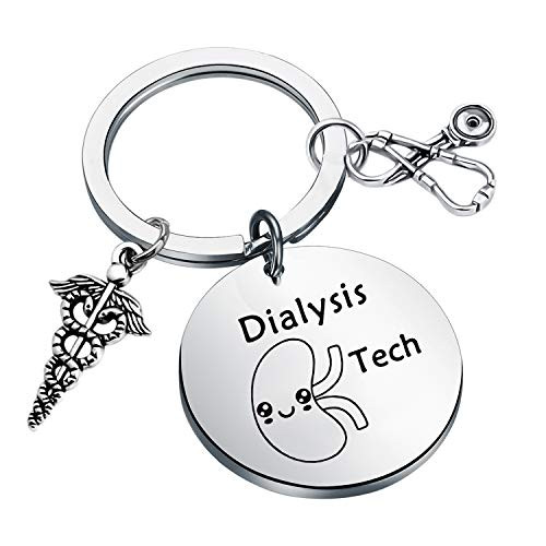 FEELMEM Nurse Humor Gift Dialysis Tech Keychain Nephrology Jewelry Renal Nurse Jewelry for Dialysis Technician Dialysis Tech Gift Dialysis Squad Nurse Doctor Appreciation Gift Dialysis