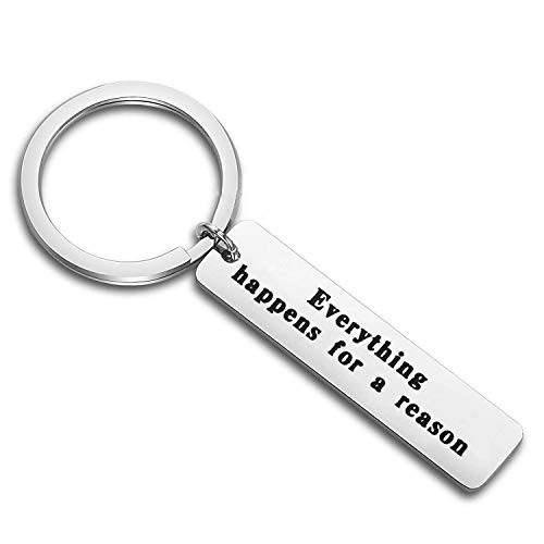 FEELMEM Inspirational Jewelry Best Friend Keychain Everything Happens for A Reason Encouragement Get Well Gifts for Job Loss New Adventure Key-Silver