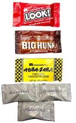 Assorted Minis Snack Size bars LOOK BIG HUNK ABBA-ZABA 16 oz_ Includes HolanDeli Mints