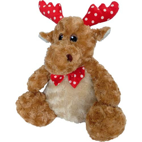 Petlou Holiday Plush Pet Chewy Toys Squeaky Toys for Dogs and Cats in Different Size LT Brown 1 10 Inch Christmas Polka Dot Reindeer