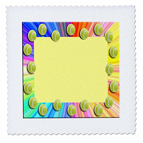 3dRose qs-29610-3 Tennis Balls-Quilt Square 8 by 8-Inch