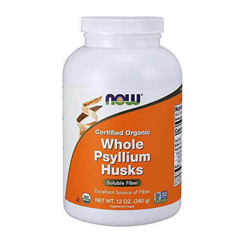 NOW Supplements Whole Psyllium Husks Certified Organic Non-GMO Project Verified Soluble Fiber 12-Ounce