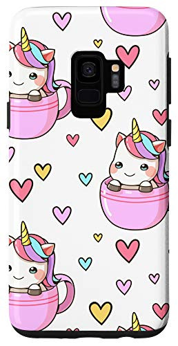 Galaxy S9 Pink Hearts Tea Cup Cute Magical Unicorn Girly Party Gift Case