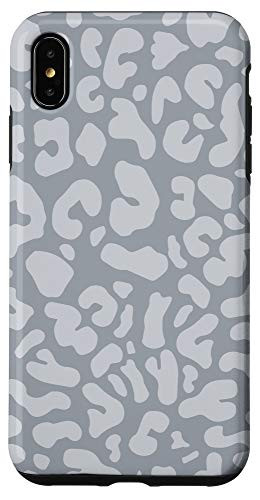 iPhone XS Max Steel Grey Baby Blue Leopard Print Cheetah Animal Pattern Case