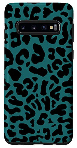 Galaxy S10 Steel Blue Green Black Leopard Print Cheetah Animal Pattern Case