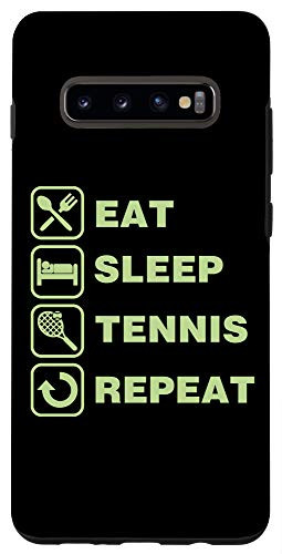 Galaxy S10 Eat Sleep Tennis Repeat Racket Icon Christmas Gift Green Case
