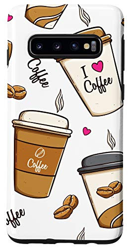 Galaxy S10 Cute Coffee Cups i love coffee for coffein junkies Case