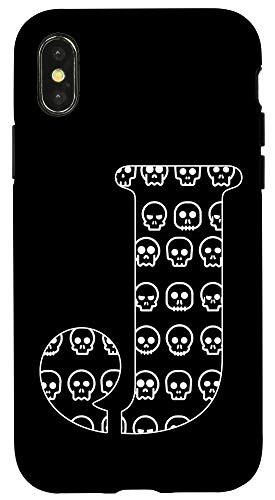 iPhone XXS Scary Cartoon Initial Letter J Monogram Cute Skull Pattern Case