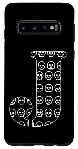 Galaxy S10 Scary Cartoon Initial Letter J Monogram Cute Skull Pattern Case