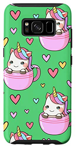 Galaxy S8 Tea Cup Green Hearts Cute Magical Unicorn Girly Party Gift Case