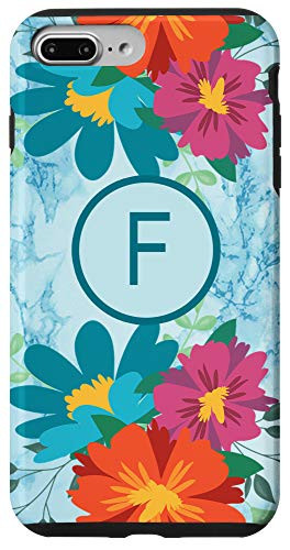iPhone 7 Plus8 Plus Letter F Initial Monogram Flowers Floral Marble-Print Gift Case