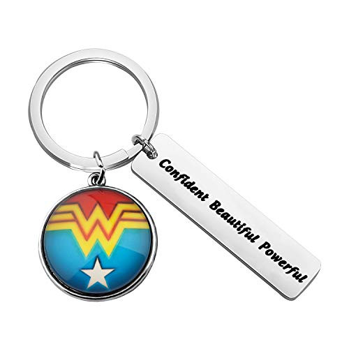 FOTAP Confident Beautiful Powerful Keychain Wonder Woman Inspired Gift DC Comics Inspired Gift Superhero Keychain FOTAP Confident Beautiful Powerful Keychain Wonder Woman Inspired Gift DC Comics Inspired Gift Superhero Keychain