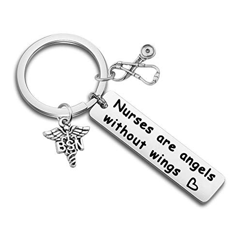 bobauna Nurse Bracelet Keychain with RN Caduceus Stethoscope Heartbeat Charms Gift for Nurse Doctor Medical Student Nurses are Angels without Wings nurses angels BSN keychain bobauna Nurse Bracelet Keychain with RN Caduceus Stethoscope Heartbeat Charms Gift for Nurse Doctor Medical Student Nurses are Angels without Wings nurses angels BSN keychain