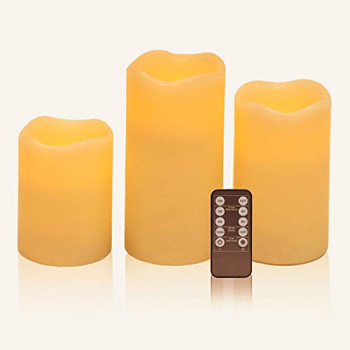 Flickering Flameless Candles LED Candles Set of 3 D3 X H456 Battery Operated Candles Ivory Real Wax Electric Pillar Candles with Remote and Timer for Home Christmas Decoration Flickering Flameless Candles LED Candles Set of 3 D3 X H456 Battery Operated Candles Ivory Real Wax Electric Pillar Candles with Remote and Timer for Home Christmas Decoration