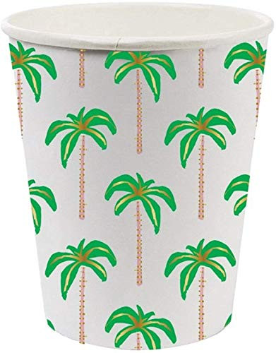 Palm Tree Paper Cups for Tropical Birthday Party or Baby Shower Pack of 24