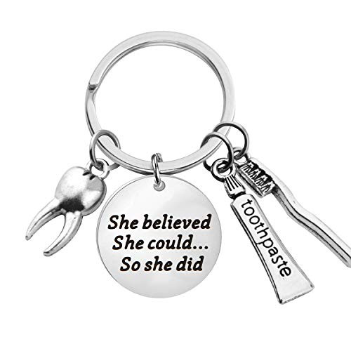 Lywjyb Birdgot Denist Gift Dental Gift Future Dentist Gift Dentist Graduation Gift She Believed She Could So She Did Keychain New Dentist Gift Dental Student Gift Denist Keychain