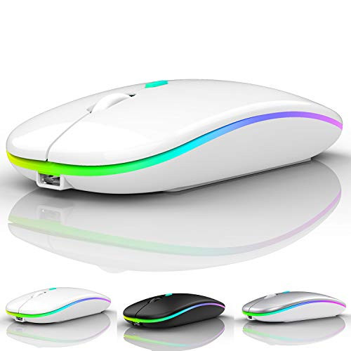 LED Bluetooth Wireless MouseBluetooth Mouse for MacBook ProBluetooth Mouse for MacBook AirRechargeable Wireless Mouse for MacBook Laptop Macipadipad Pro White