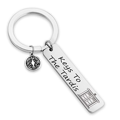 Doctor Who Keychain Keys to The Tardis Keychain Police Box Charm Jewelry Tardis Gift Movie Quote Gift Time Machine Jewelry Doctor Who Merchandise KR-Keys To The Tardis