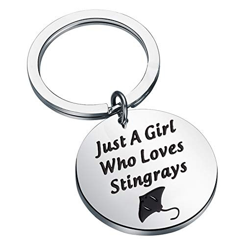LQRI Stingrays Jewelry Stingrays Lover Gift Just a Girl Who Loves Stingrays Keychain Manta Ray Jewelry Ocean Sea Jewelry Key Ring Stingrays Gift for Women GirlK-Stingrays