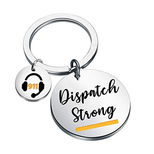 WSNANG 911 Dispatcher Gift Dispatch Strong Keychain Thin Gold Line Gift Emergency Dispatcher Gift Thank You Gift for 911 Dispatcher Dispatch Strong Keychain