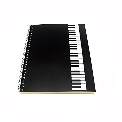 Blank Sheet Music Composition Manuscript Staff Paper Art Piano-Keyboard-Music-Notebook Black 50 Pages 26x19cm (Black Piano)